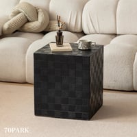 #ブラック キューブ型 サイドテーブル ブロック タイル テーブル スツール