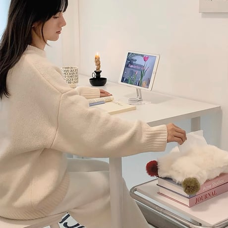 #ポンポン フェイクファー ティッシュケース 全2色 カバー 吊り下げ