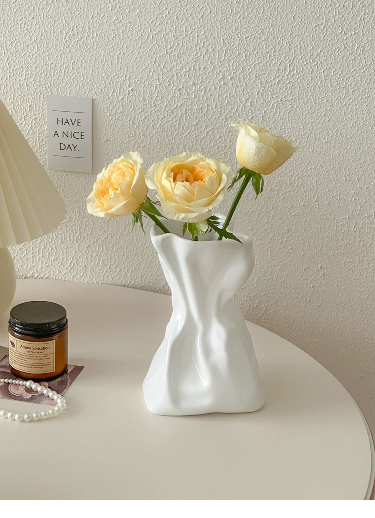 プリーツ セラミック フラワーベース 全3色 花瓶 | 70PARK