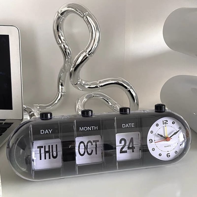 レトロ フリップ クロック 全2色 置き時計 カレンダー | 70PARK