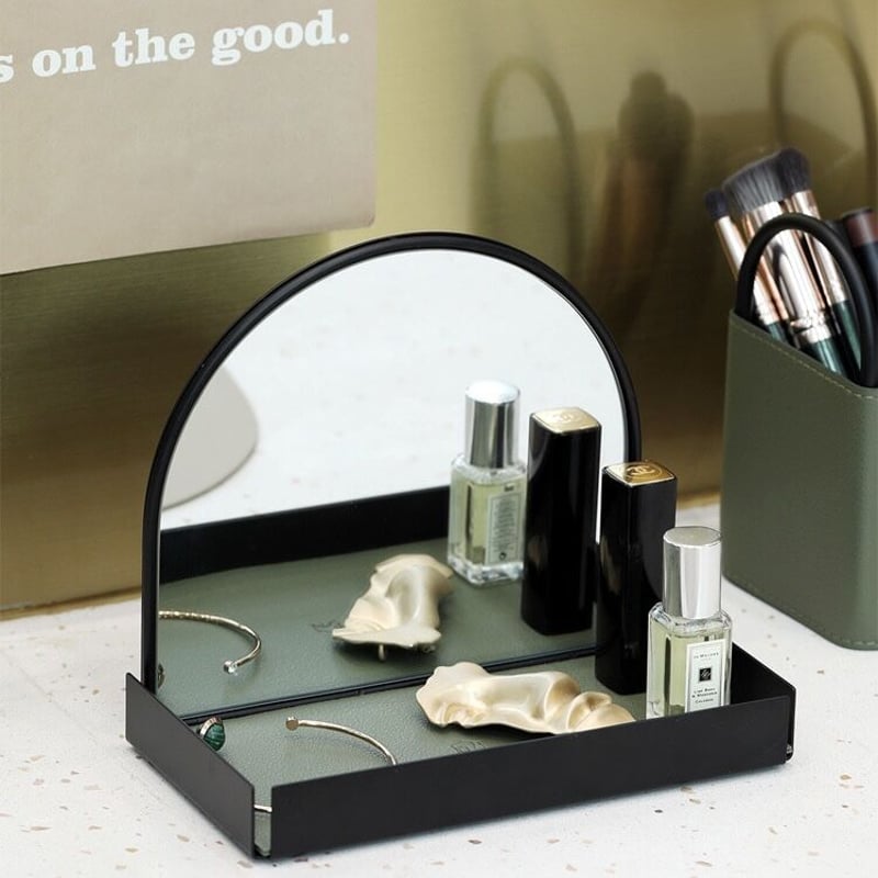 アーチ型 ミラー付き 収納 トレイ 全2色 小物入れ | 70PARK