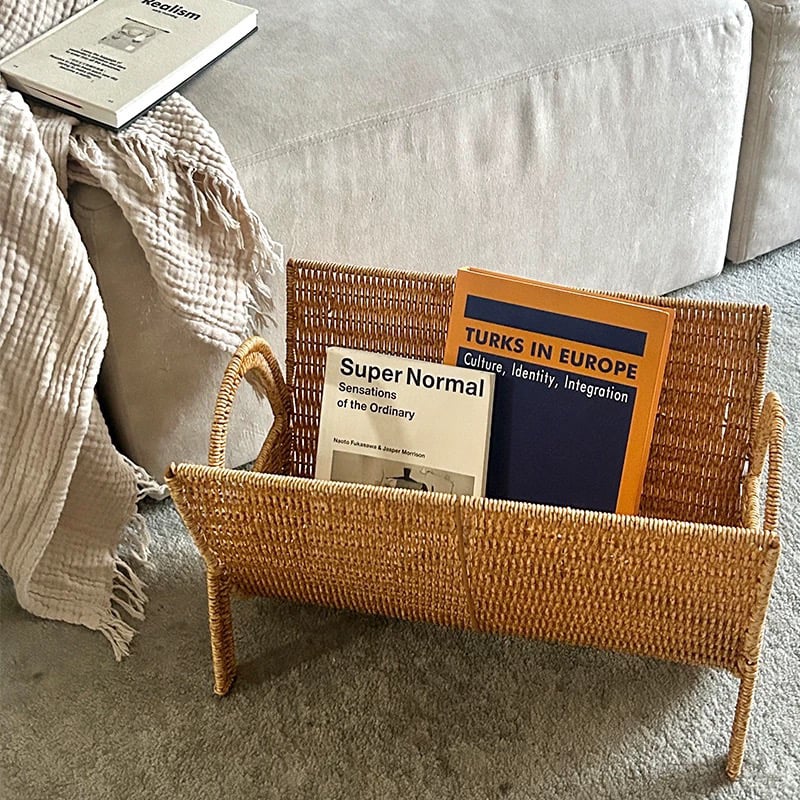 ラタン調 マガジンラック 収納 ブックスタンド バスケット | 70PARK