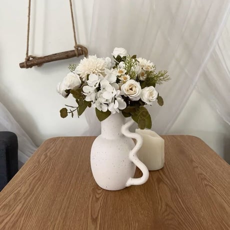 #ウエーブ 持ち手 フラワーベース 全2タイプ 花瓶