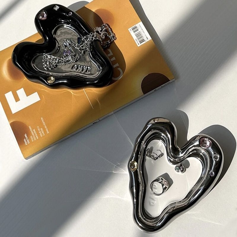 即納】#ハート型 チャビー プレート 全2色 アクセサリー トレイ | 70PARK