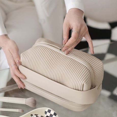 #大容量 二層 コスメ 収納 ポーチ トラベルポーチ