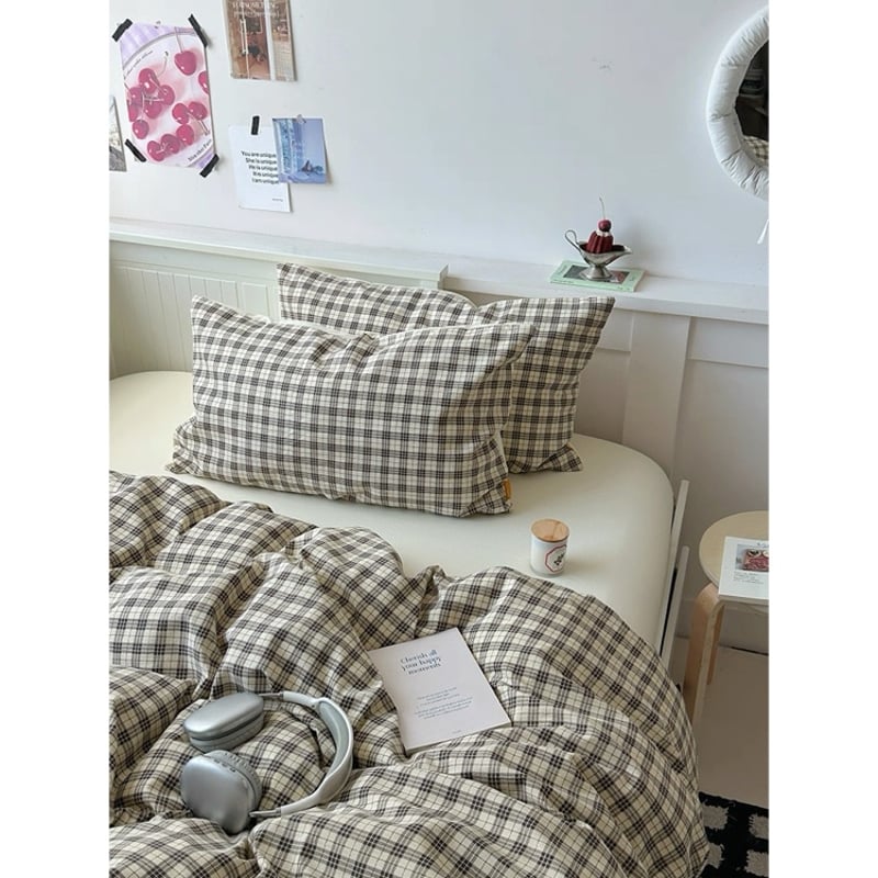 ブラック アイボリー チェック柄 布団カバーセット 全2サイズ オール