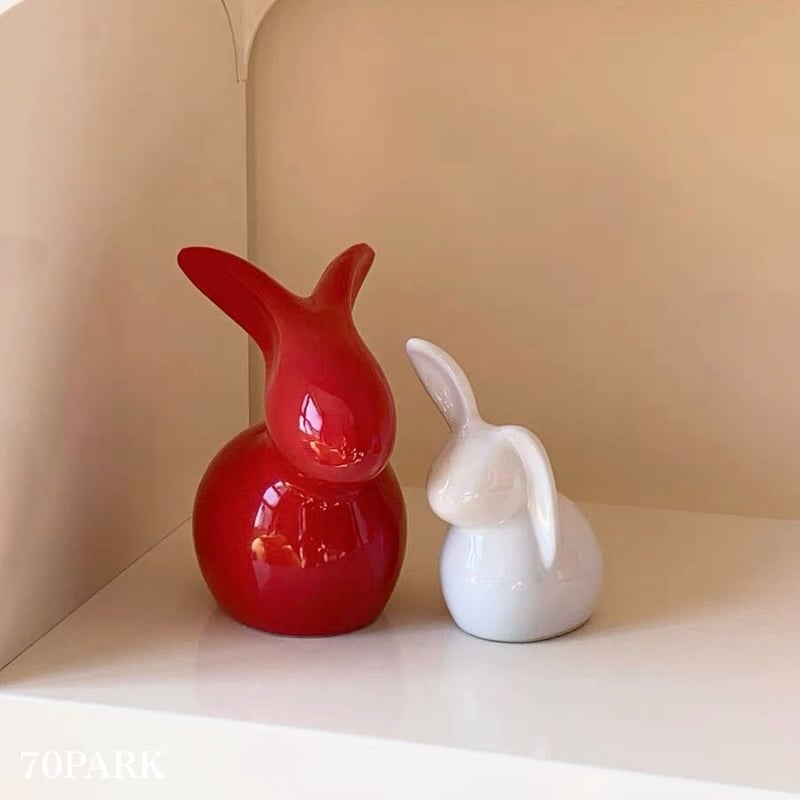 大小2点セット ウサギ モチーフ セラミック オブジェ 置物 | 70PARK 大小2点セット ウサギ モチーフ セラミック オブジェ 置物 | 70PARK