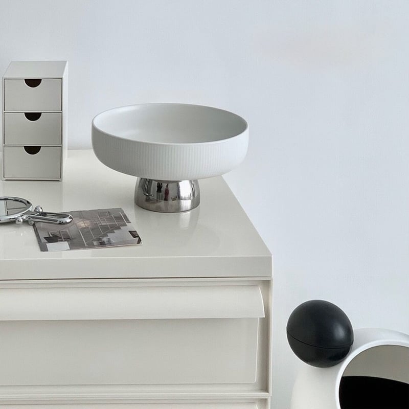 セラミック シルバー 脚付き トレイ 全2サイズ 小物入れ | 70PARK