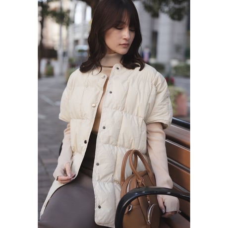 【即納】#サイドスリット 中綿 パフ ポンチョ 全2色 ジャケット