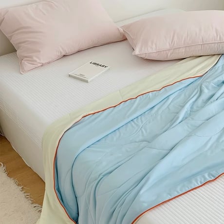 #パイピング 冷感 夏掛け布団 カラフル ブランケット 全6色 単品 2サイズ ひんやり
