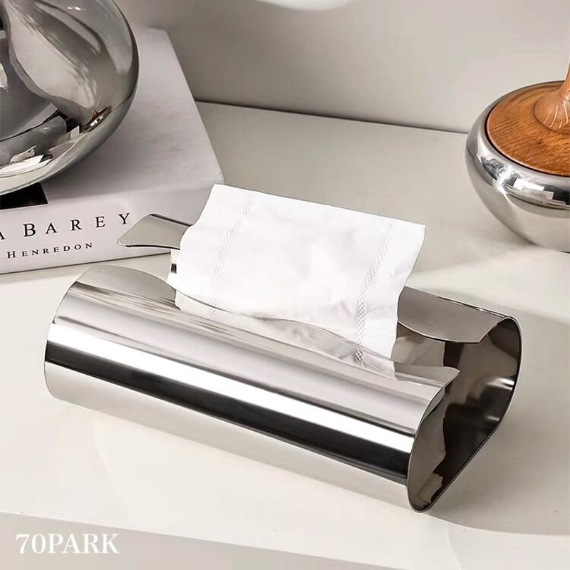 P.F.S. ステンレス製 ティッシュケース Amazon｜付きステンレス鋼ティッシュボックス, 銀, 22×10.7×5.4