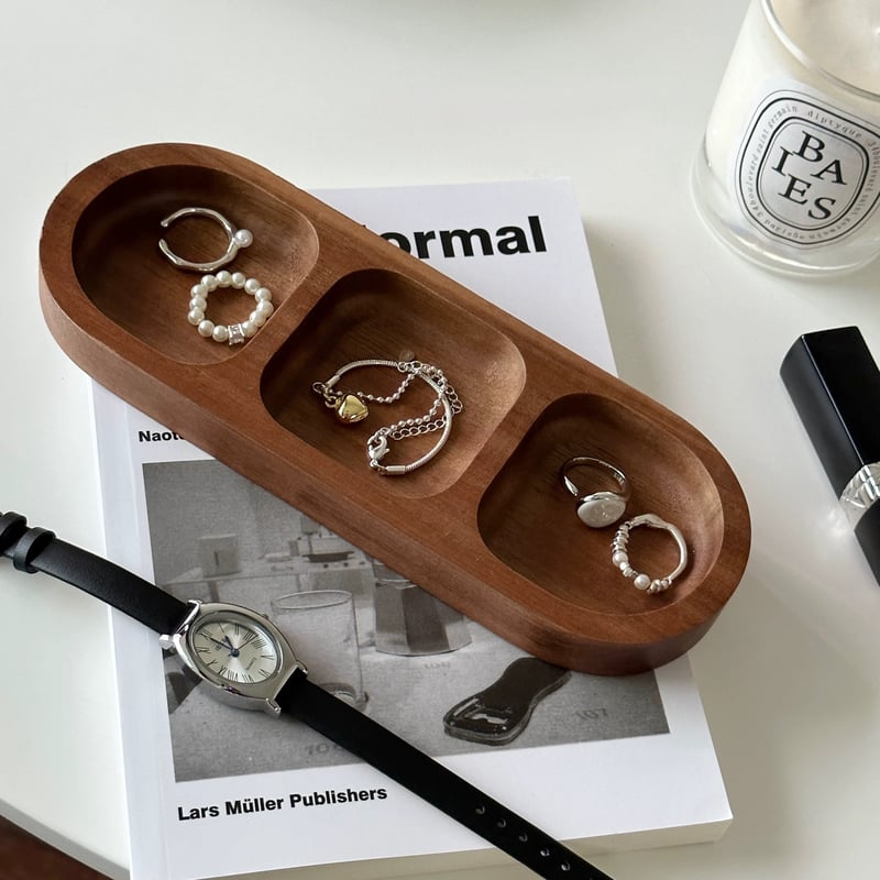 アカシア ウッド アクセサリー トレイ 全3種 ブラウン 小物置き トレー