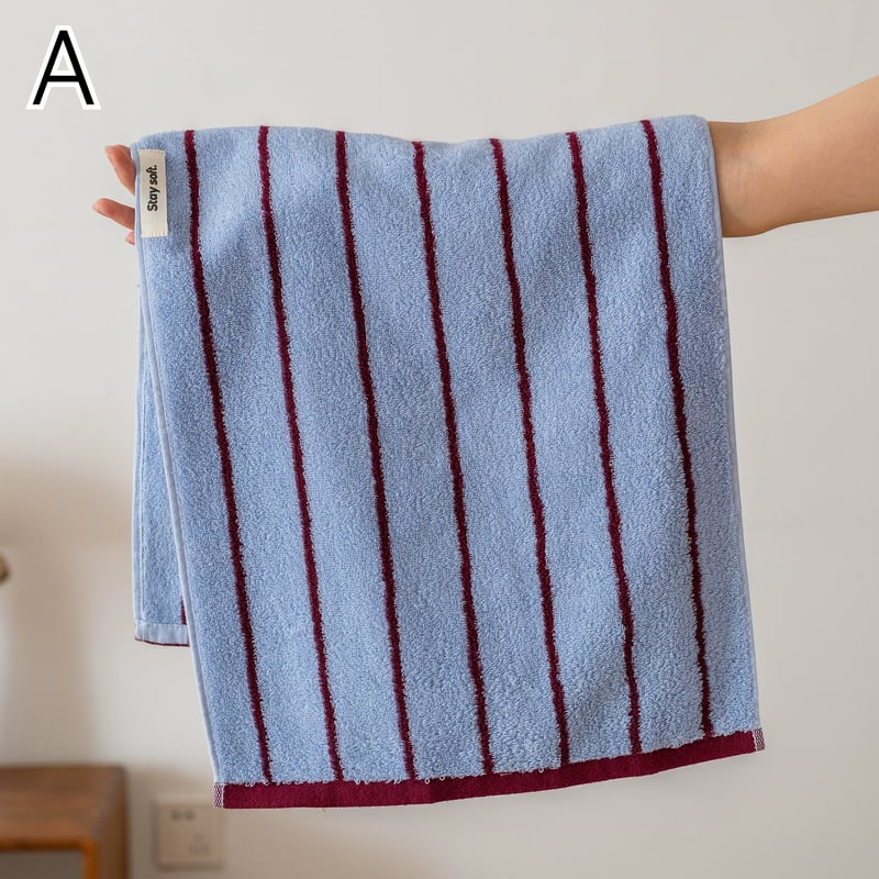 クラシック ストライプ フェイスタオル 全4色 綿 100% 吊り下げ コーマ