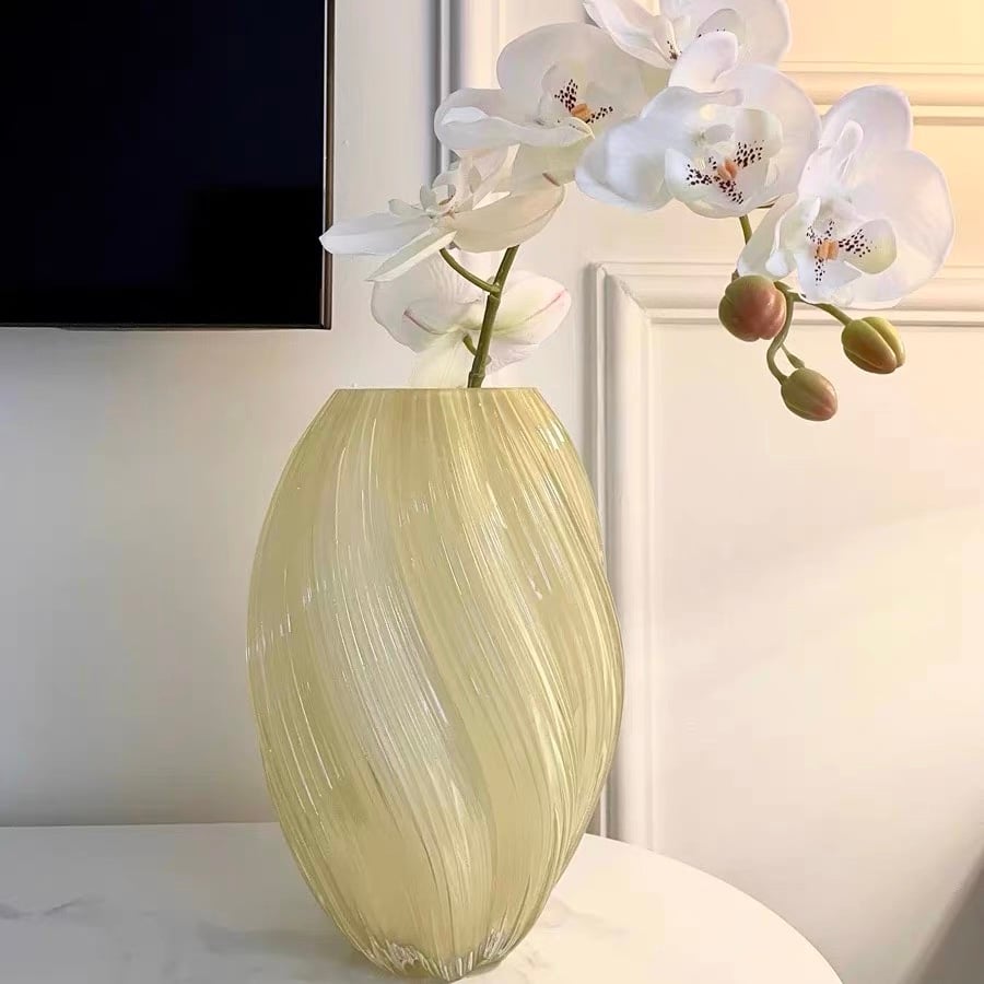 ガラス製ツイストデザイン花瓶(高さ約31センチ) 即納】#ツイスト デザイン ガラス フラワーベース 全2色 花瓶