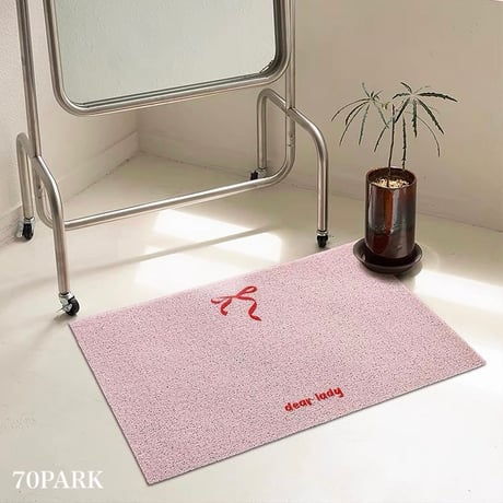#ワンポイント リボン 玄関 マット 全2色 50×80 泥落とし