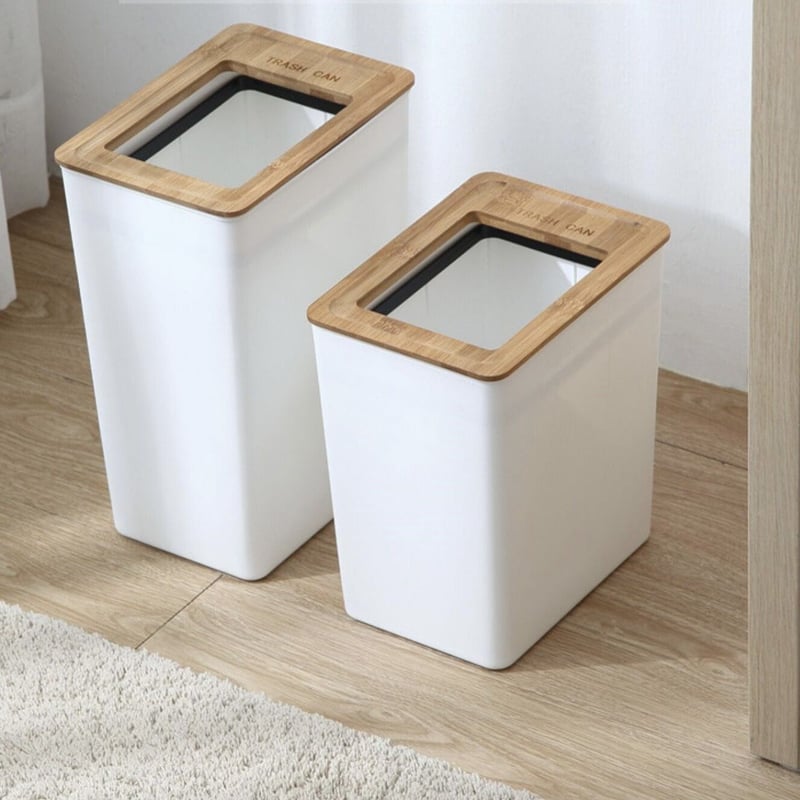 木製ごみ箱　ホワイト 即納】#ウッド × ホワイト スリム ダストボックス 全2タイプ | 70PARK