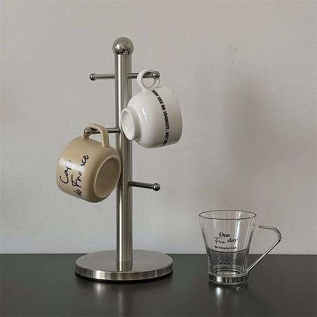 【即納】#ステンレス シルバー カップ スタンド ラック 収納 マグカップツリー