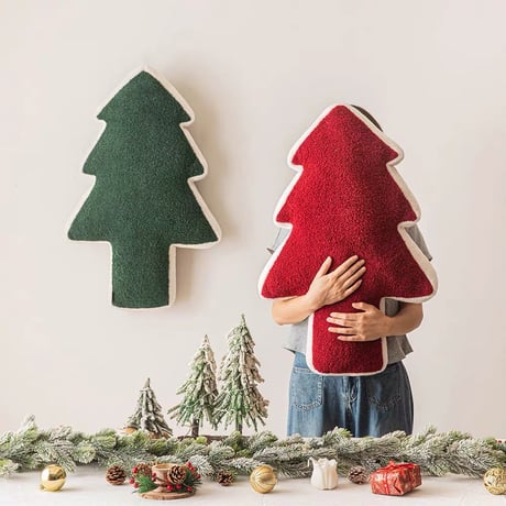 #クリスマス ツリー型 クッション 全2色