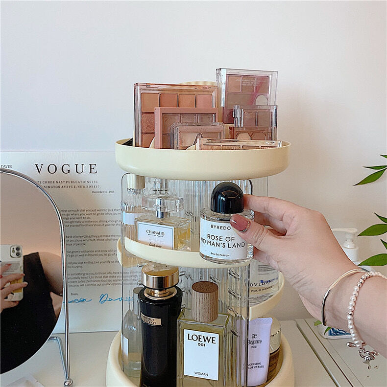 即納】#360度 回転 コスメ 収納 三段 ラック 全2色 トレイ | 70PARK