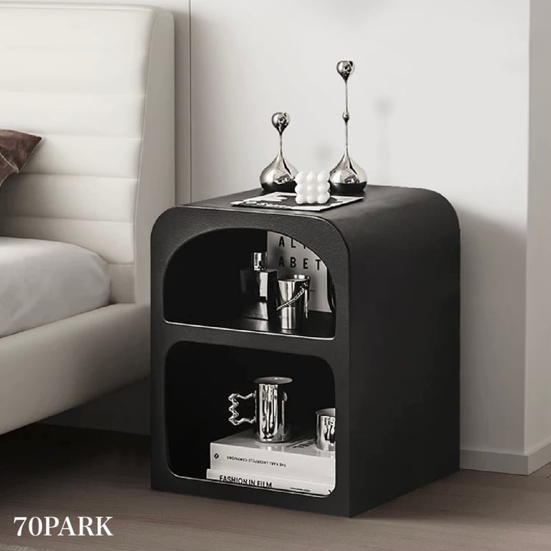 即納】#ブラック アーチ ドーム 二段 収納 ラック サイドテーブル 棚