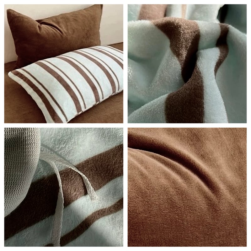 ブルー ブラウン マルチ ストライプ 冬用 布団カバーセット 全3種 | 70PARK