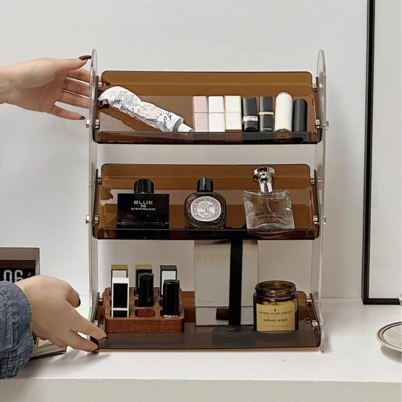 アクリル クリア 斜め 三段 コスメ 収納 ラック 香水収納 | 70PARK