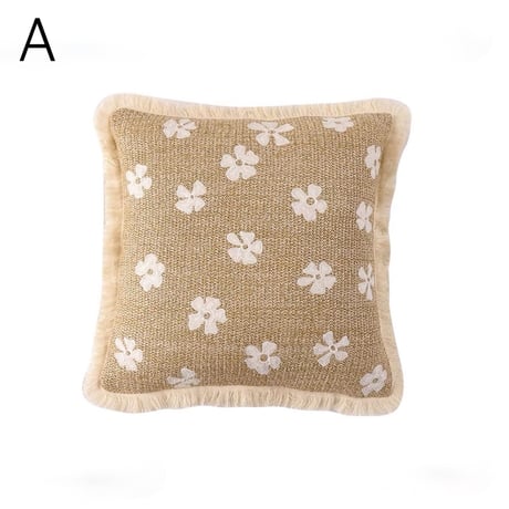 #ストロー素材 フラワー フリンジ クッションカバー 全2色 45×45