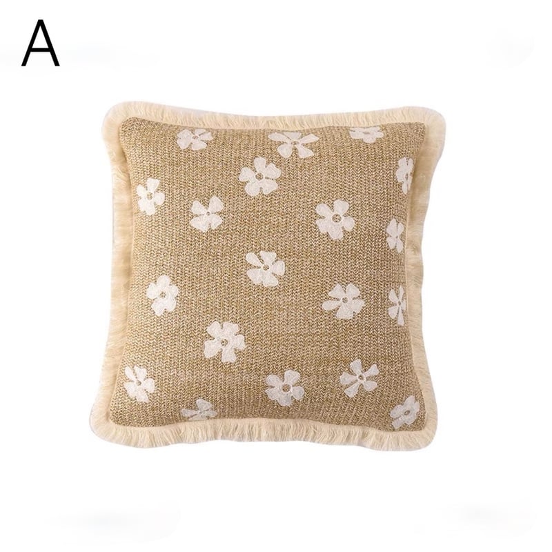 ストロー素材 フラワー フリンジ クッションカバー 全2色 45×45 | 70PARK