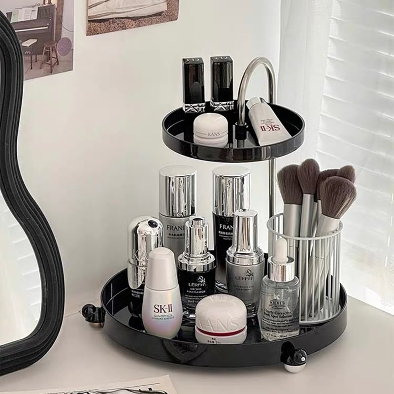 上部スライド ラウンド 二段 トレイ 全2色 コスメ 収納 | 70PARK