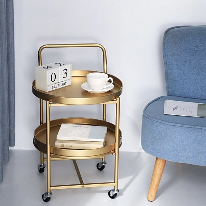 おしゃれ ワゴン キャスター付 ワゴン ゴールド トロリー ミラー