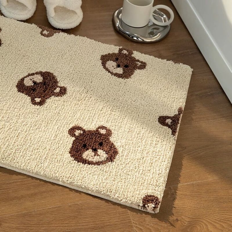 くま フェイス パターン 吸水 マット 玄関 バスマット 50×80 | 70PARK