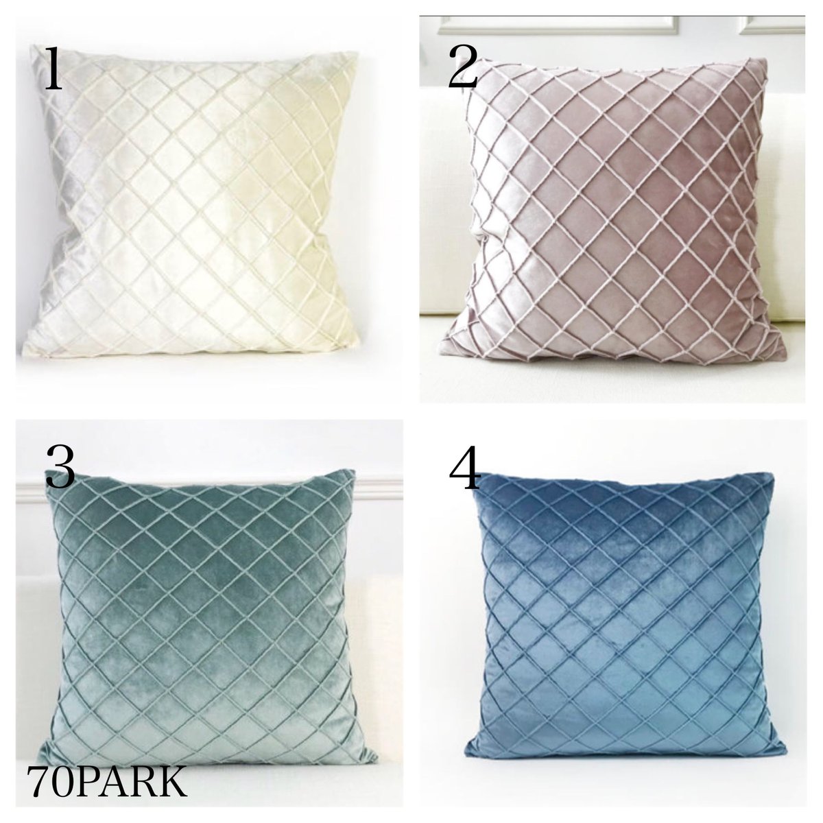 即納】#ベロア ひし形 立体模様 クッションカバー 全4色 | 70PARK