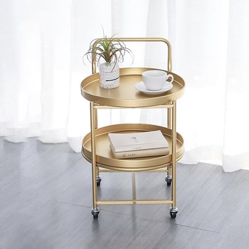 ゴールド キャスター付き 2段 トレイ ワゴン 収納 カート | 70PARK