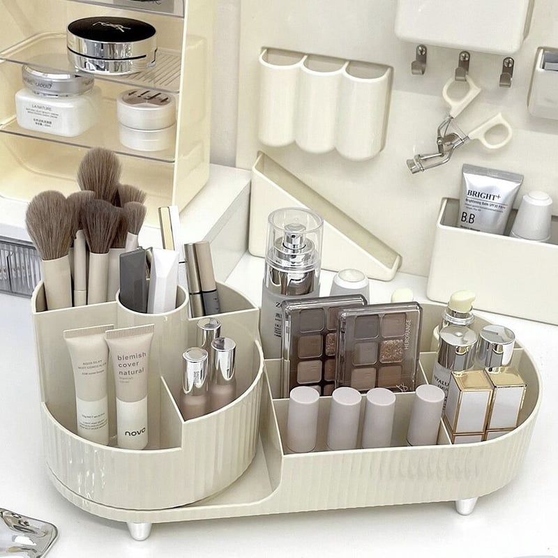 360度 回転 ブラシスタンド付 コスメ 収納 トレイ 全2色 | 70PARK