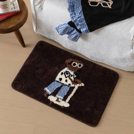 #キックボード 犬  メッセージ 玄関 マット 全2色 40×60 ダックスフンド ラグ 洗える