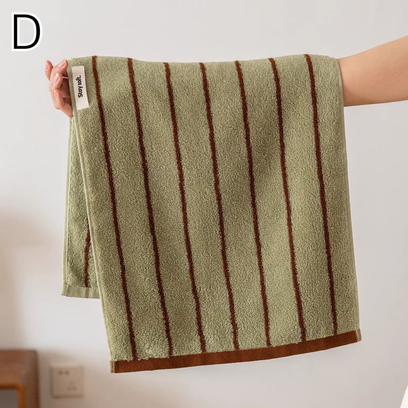 クラシック ストライプ フェイスタオル 全4色 綿 100% 吊り下げ コーマ