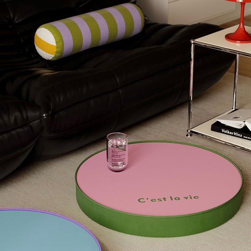 シンプル レタリング カラー ラウンド クッション 全3色 直径50cm | 70PARK