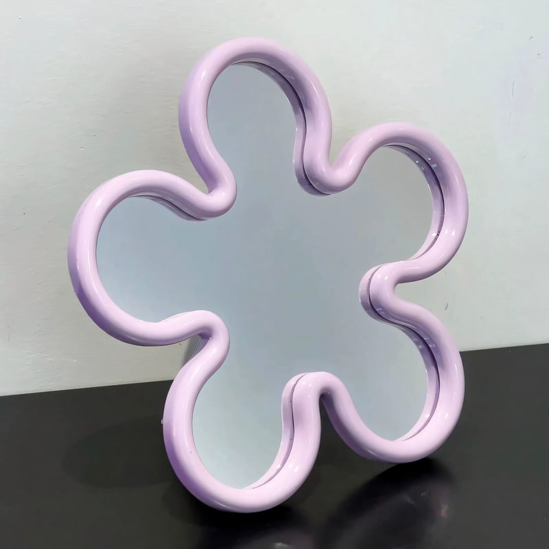 カラー フレーム フラワー型 壁掛け ミラー 全3色 鏡 卓上 | 70PARK