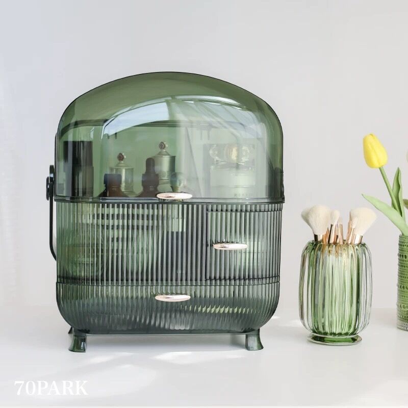 グリーン ポータブル コスメ ボックス メイク 収納 | 70PARK