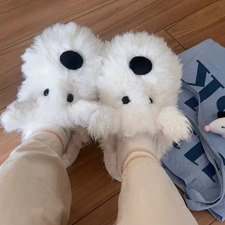 #パピー ふわふわ ルームシューズ 全2色 3サイズ 室内 スリッパ テリア 犬