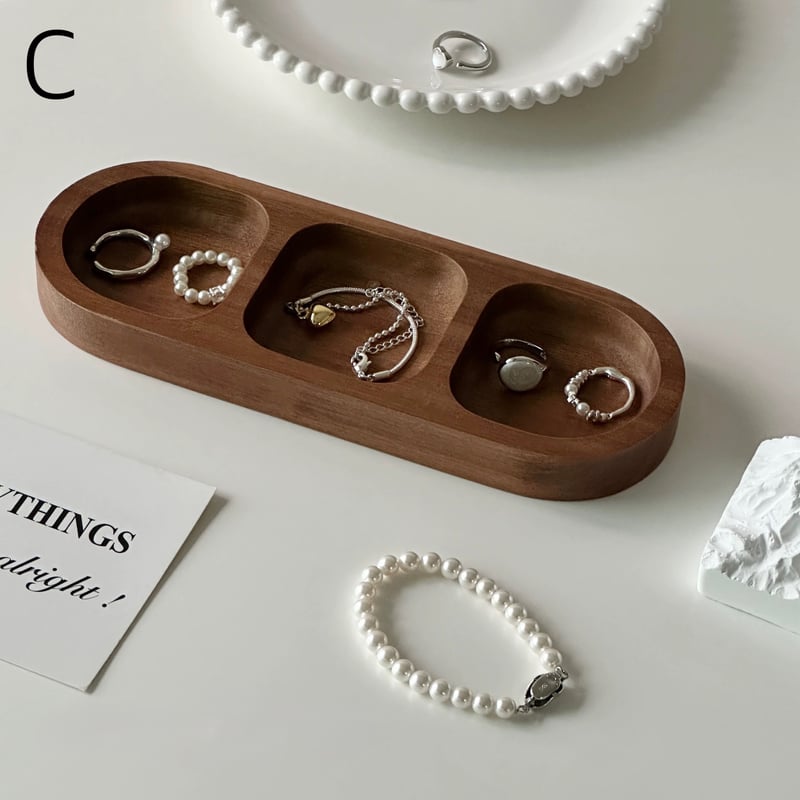 アカシア ウッド アクセサリー トレイ 全3種 ブラウン 小物置き トレー