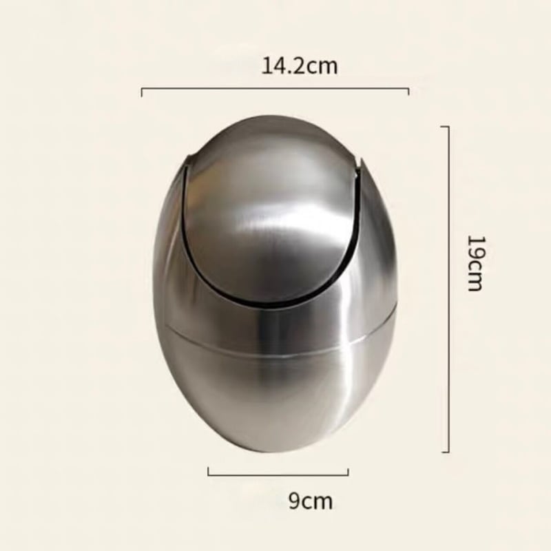 ステンレス たまご型 卓上 蓋付き ダストボックス | 70PARK