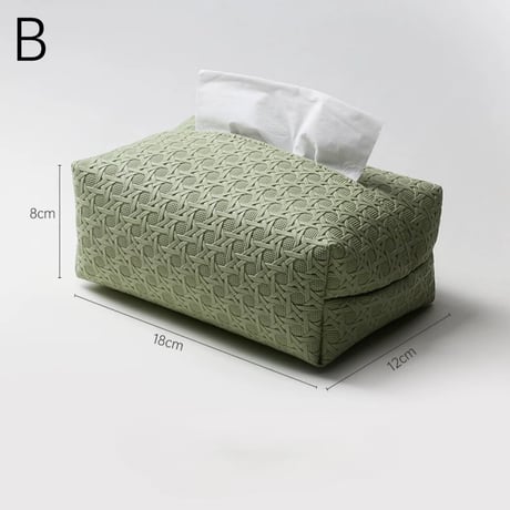 #かごめ編み風 フェイクレザー ティッシュケース 全4色 シンプル