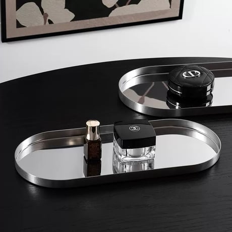 #ステンレス シルバー オーバル型 シンプル アクセサリー トレイ 全3サイズ 収納