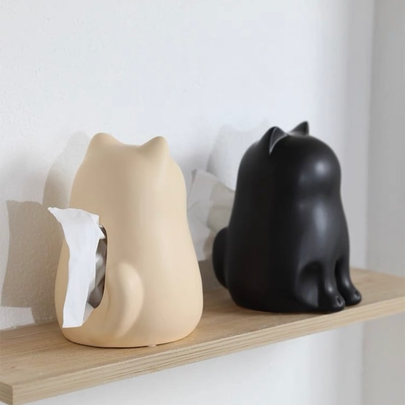 猫型ティッシュボックス 即納】#おすわり キャット セラミック ティッシュケース 全4色 猫