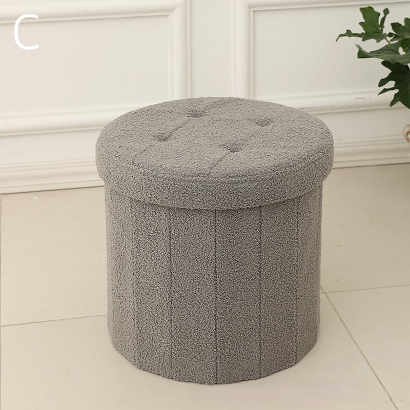 折りたたみ ブークレ ラウンド 収納スツール 全3色 オットマン