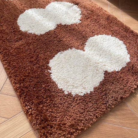 #モノトーン ドット モチーフ ロング ラグ マット 全3色 吸水  50×160 キッチンマット