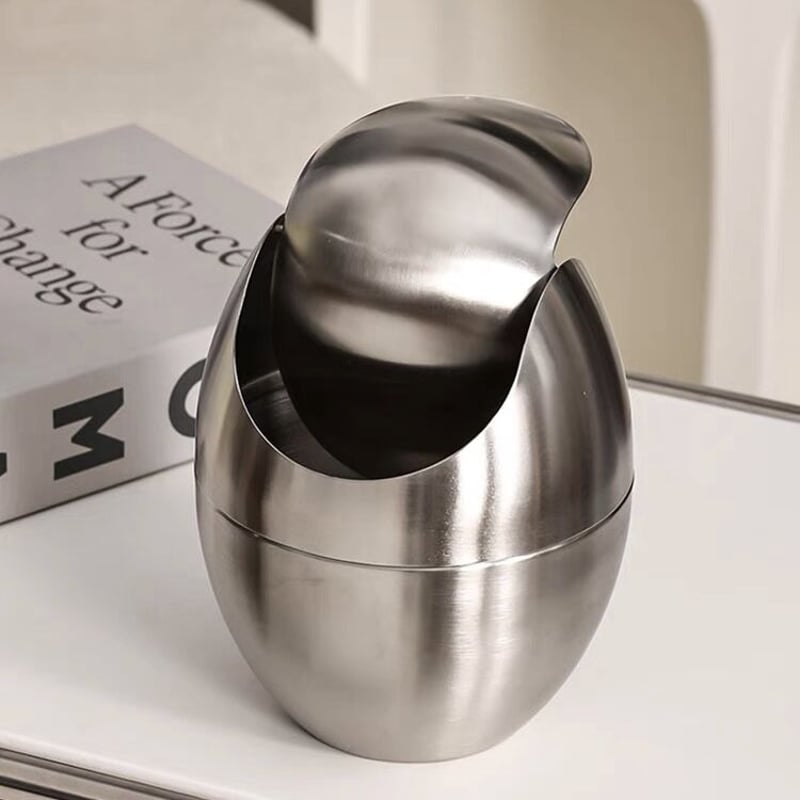 美品　【希少デザイン】ステンレスダストボックス／ゴミ箱 無垢材製天板付き EKO】自動開閉ステンレスダストボックス 横型(ゴミ箱) 通販