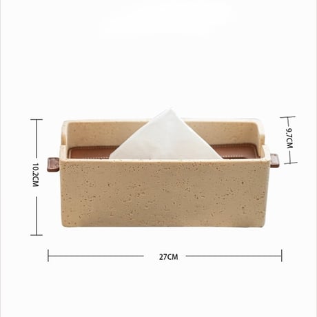 #レザー  蓋付き トラバーチン風 ティッシュケース 全3色 樹脂 ティッシュボックス