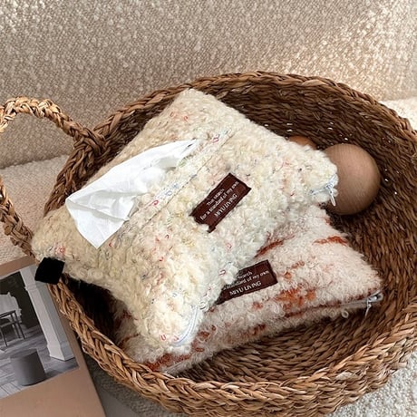 #ふわふわ ミックス ニット ティッシュケース 全2種 ティッシュカバー 吊り下げ